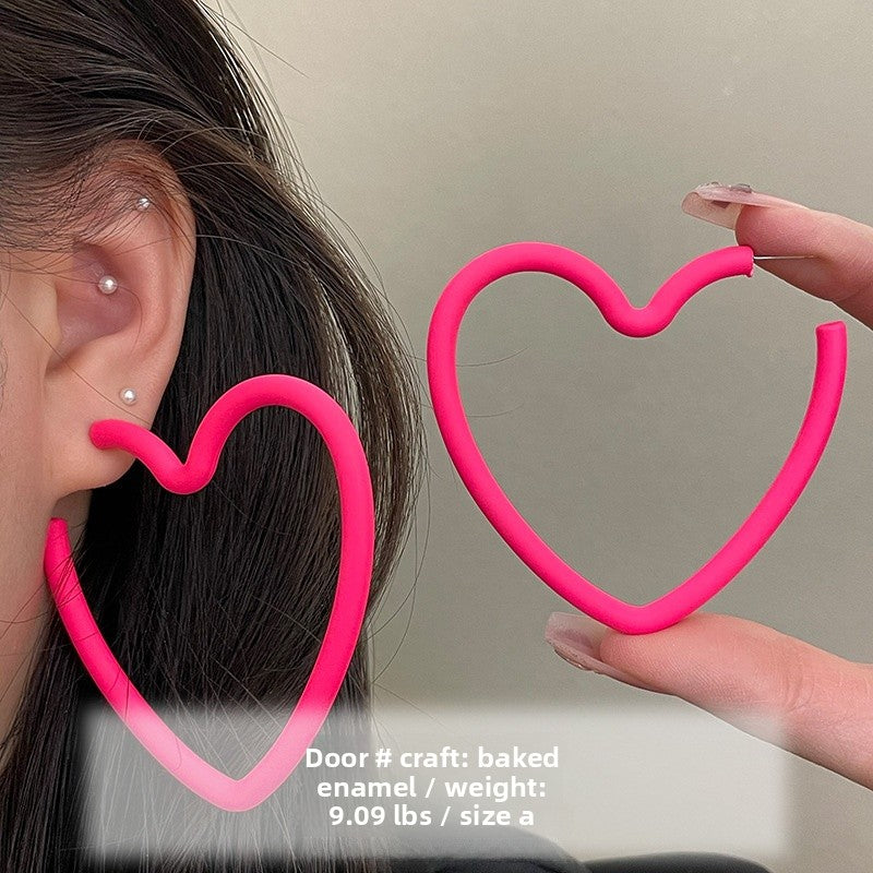 Geometric Rose Red Earrings For Women Featuring Copper Ear Pins And Sweet Style In Alloy Material