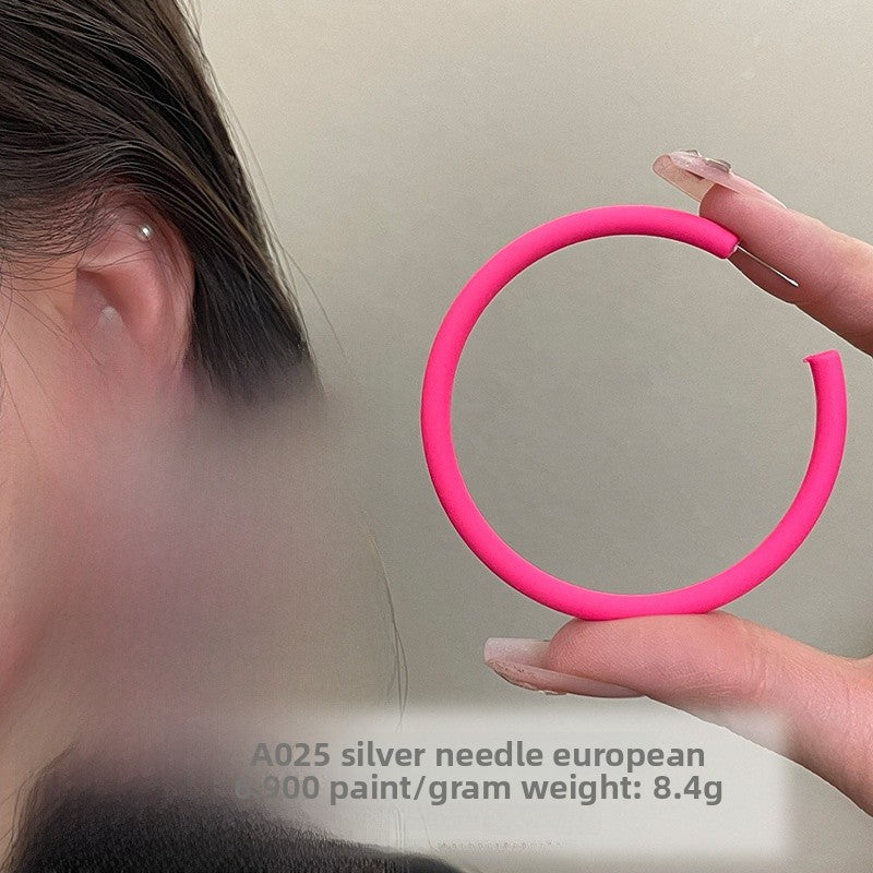 Geometric Rose Red Earrings For Women Featuring Copper Ear Pins And Sweet Style In Alloy Material