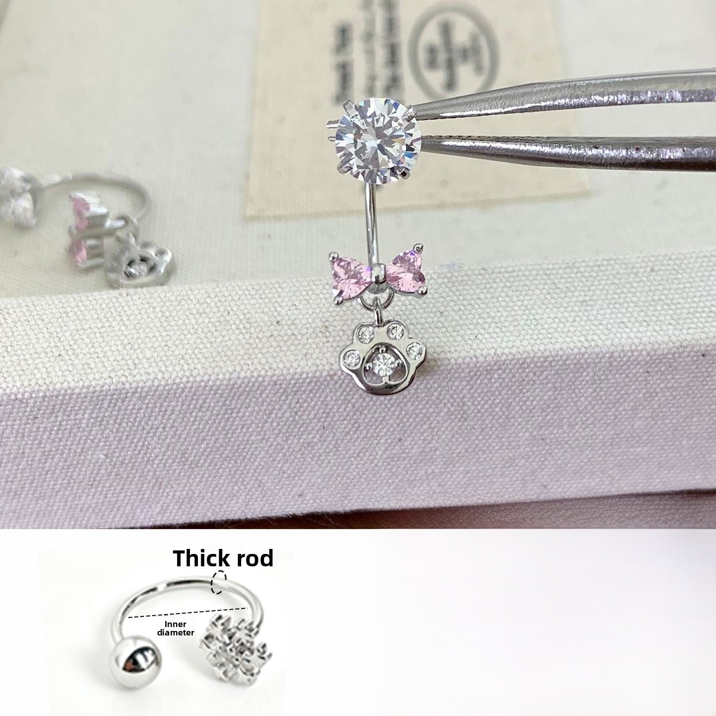 Bow Tie Earrings In Titanium Steel With Zircon Inlay, Featuring 316L Stainless Steel Posts, Unisex Design In Natural Pink