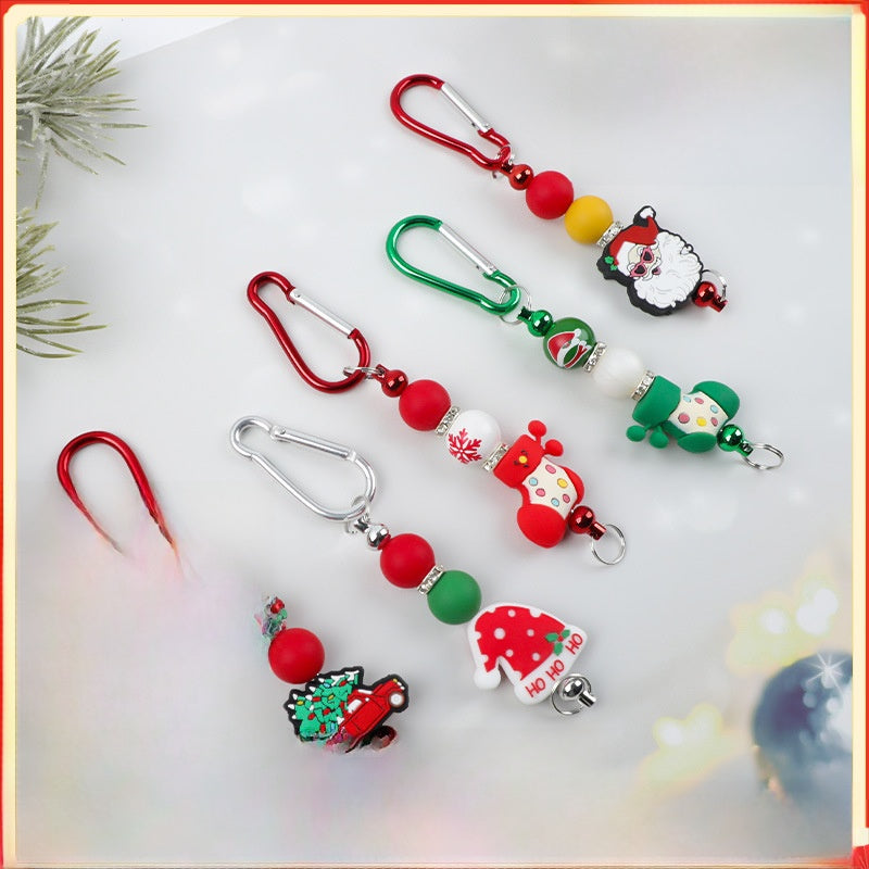 Christmas Snowman Key Chain With Silica Gel Bag Charm Accessory For Festive Decoration