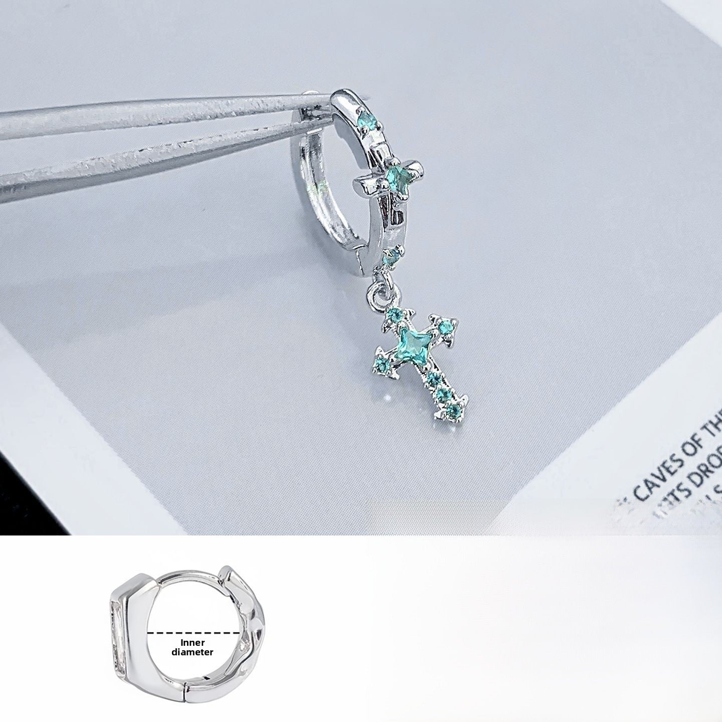 Cross Earrings In Titanium Steel With Zircon Inlay, Featuring 316L Stainless Steel Posts, Simple Style For Unisex
