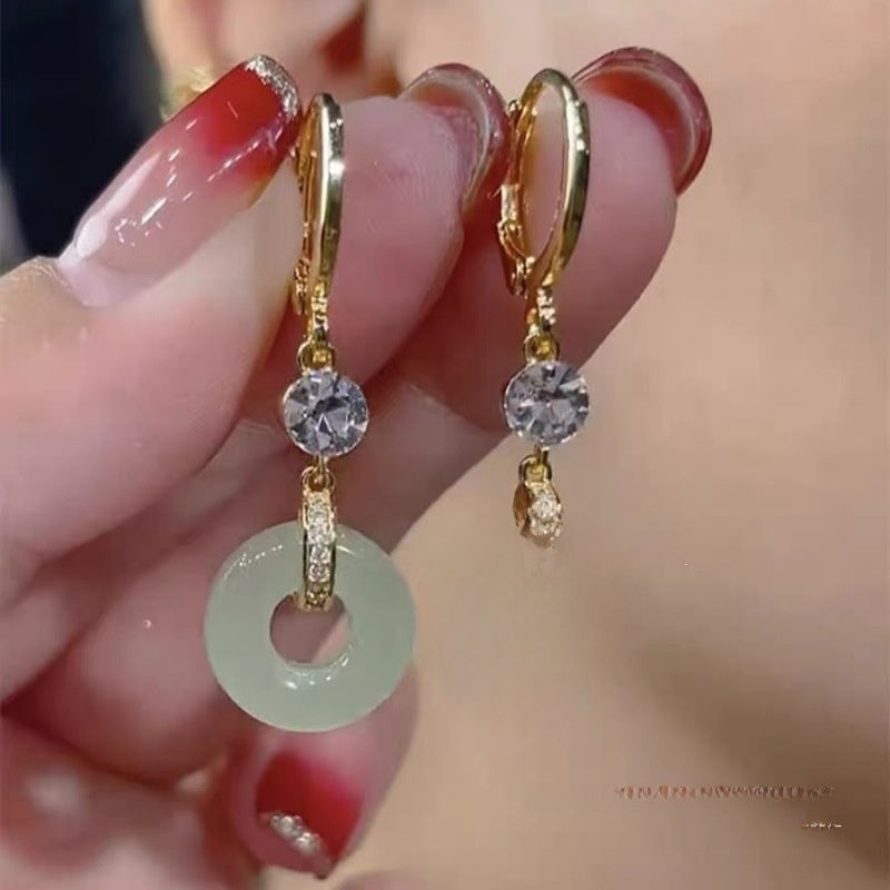 Heart Shape Earrings For Women In Green Alloy Featuring Electroplated Finish With 304 Stainless Steel Ear Pins