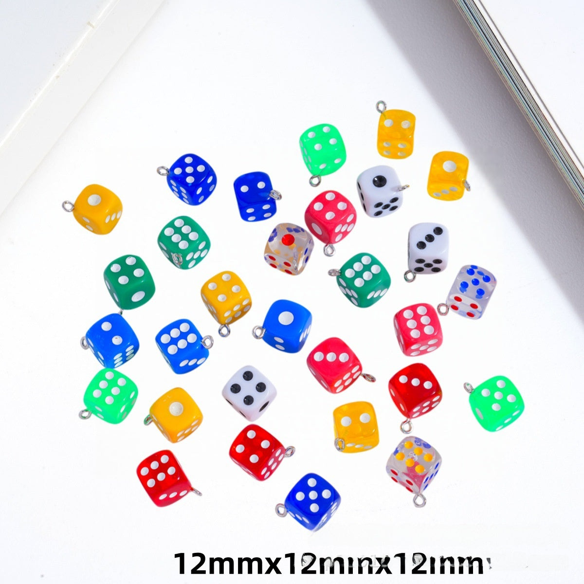 Acrylic Dice Pendant With Electroplated Finish, Novelty Jewelry Accessory In Colour