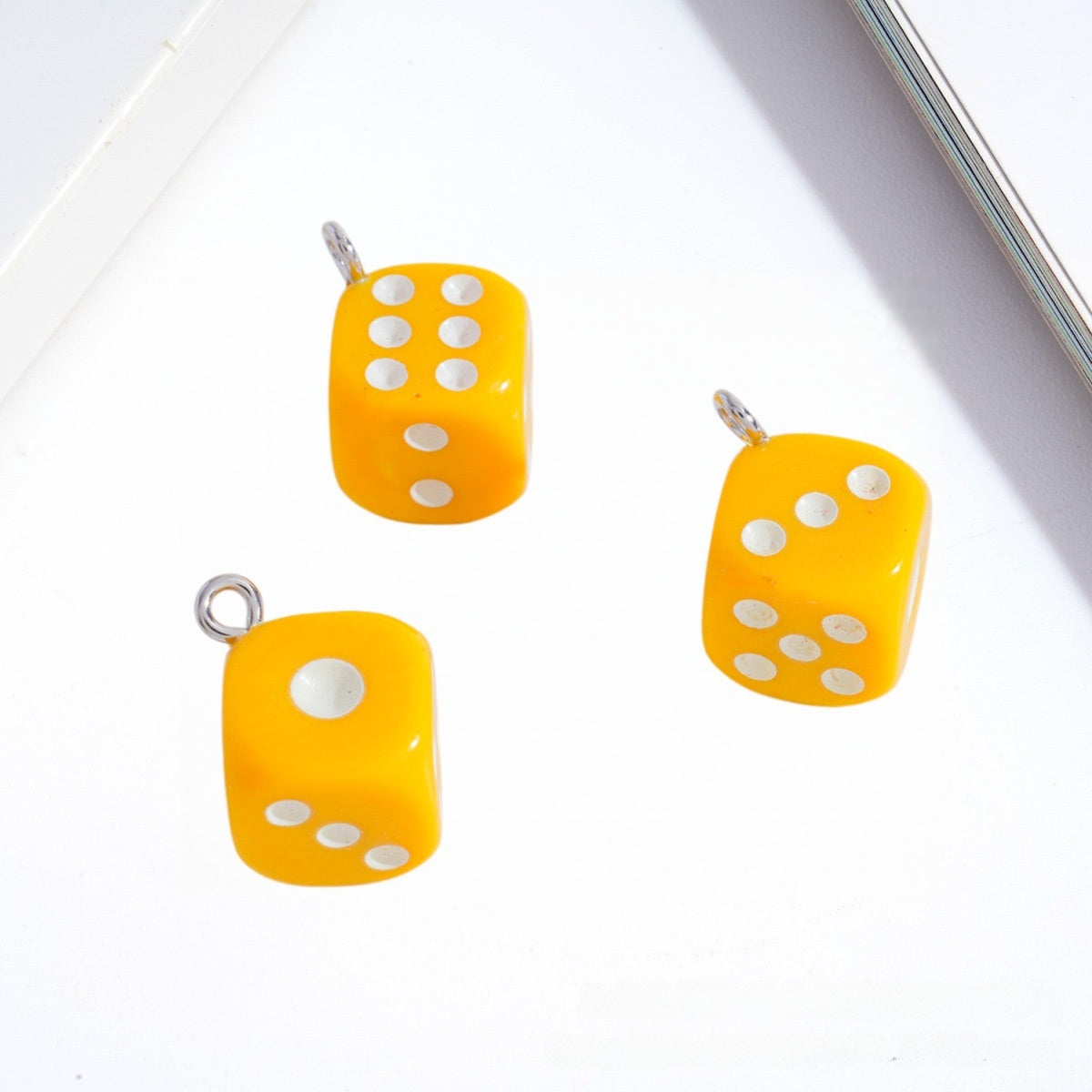 Acrylic Dice Pendant With Electroplated Finish, Novelty Jewelry Accessory In Colour