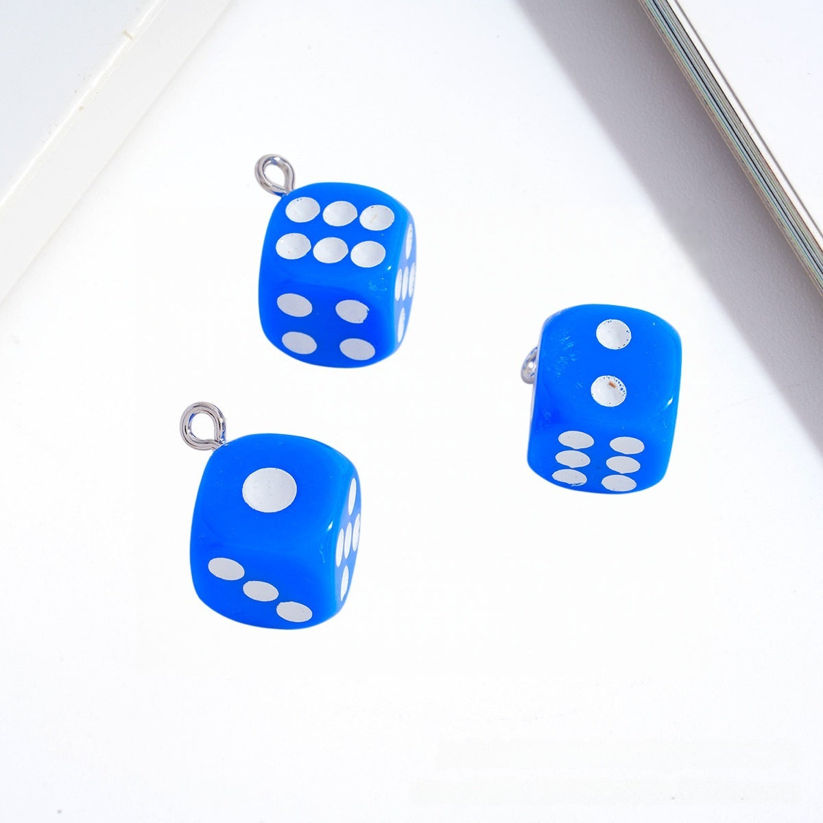 Acrylic Dice Pendant With Electroplated Finish, Novelty Jewelry Accessory In Colour