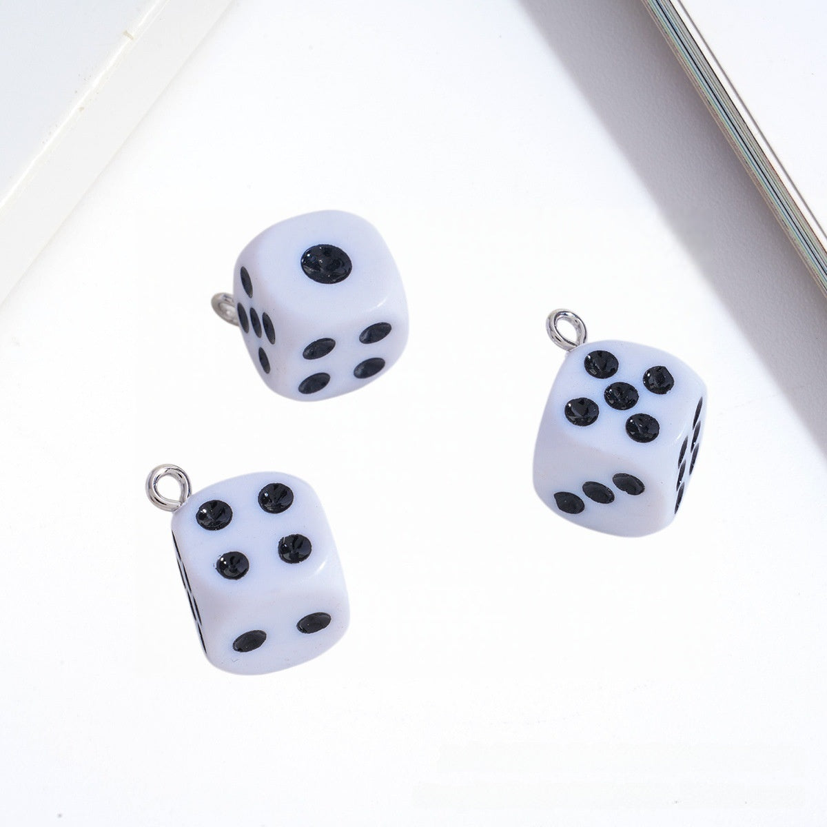 Acrylic Dice Pendant With Electroplated Finish, Novelty Jewelry Accessory In Colour