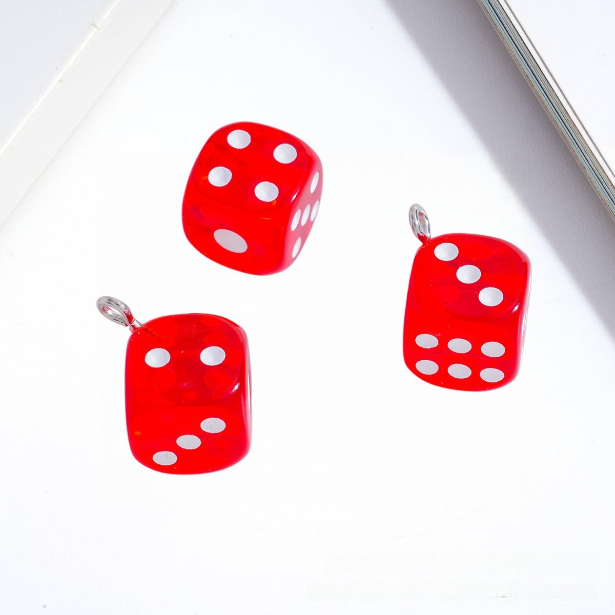 Acrylic Dice Pendant With Electroplated Finish, Novelty Jewelry Accessory In Colour