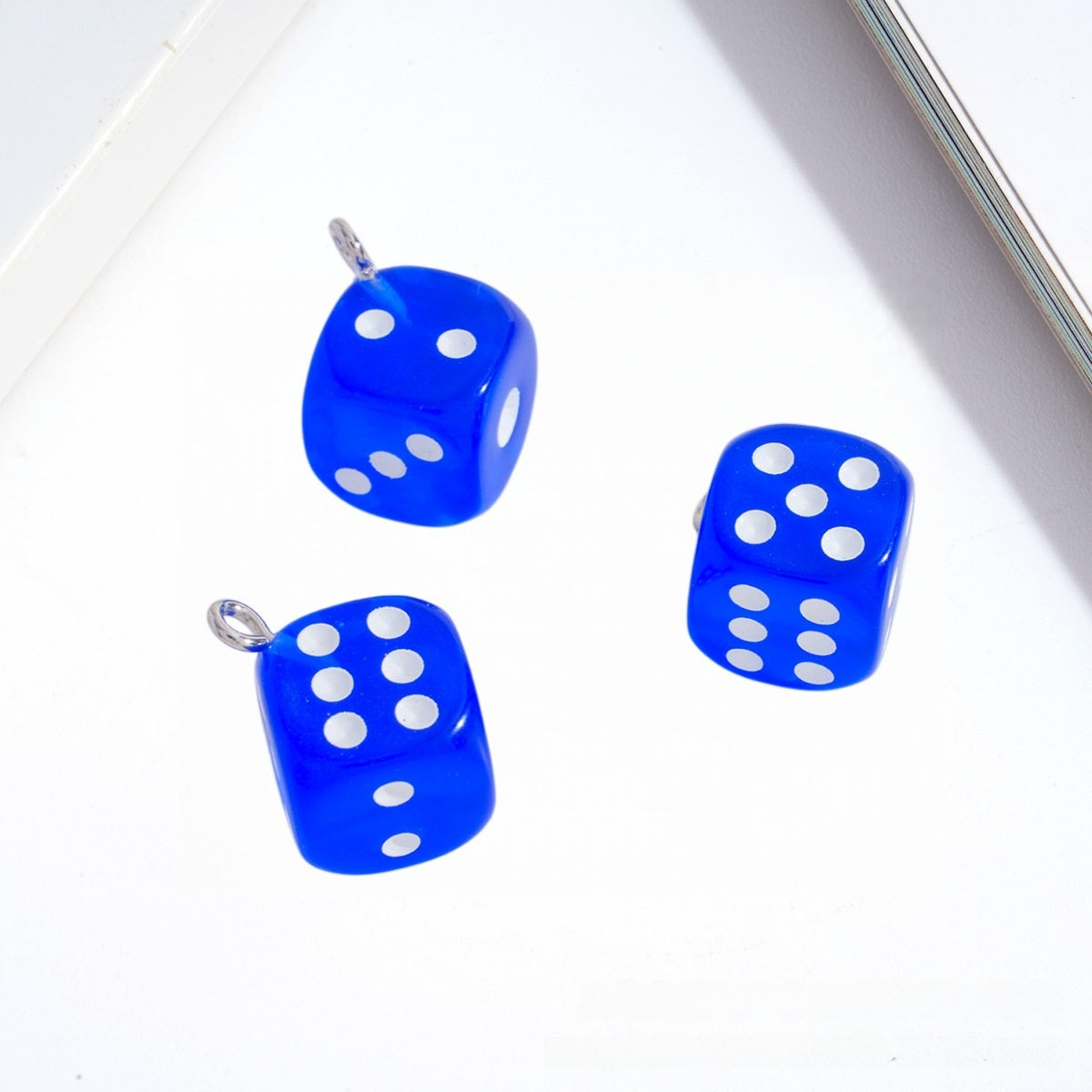 Acrylic Dice Pendant With Electroplated Finish, Novelty Jewelry Accessory In Colour