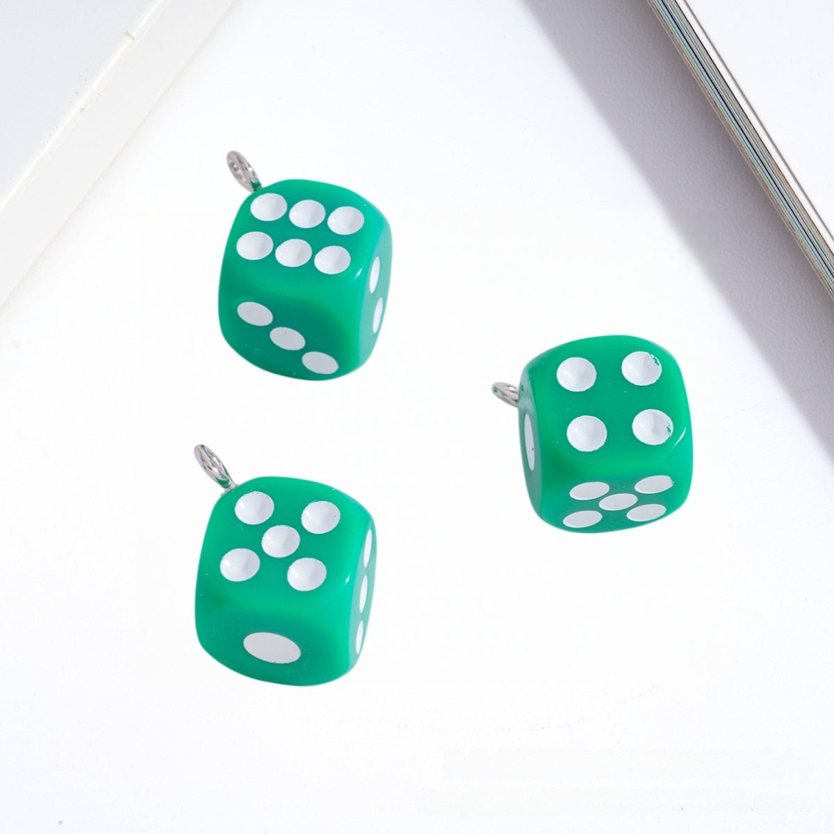 Acrylic Dice Pendant With Electroplated Finish, Novelty Jewelry Accessory In Colour
