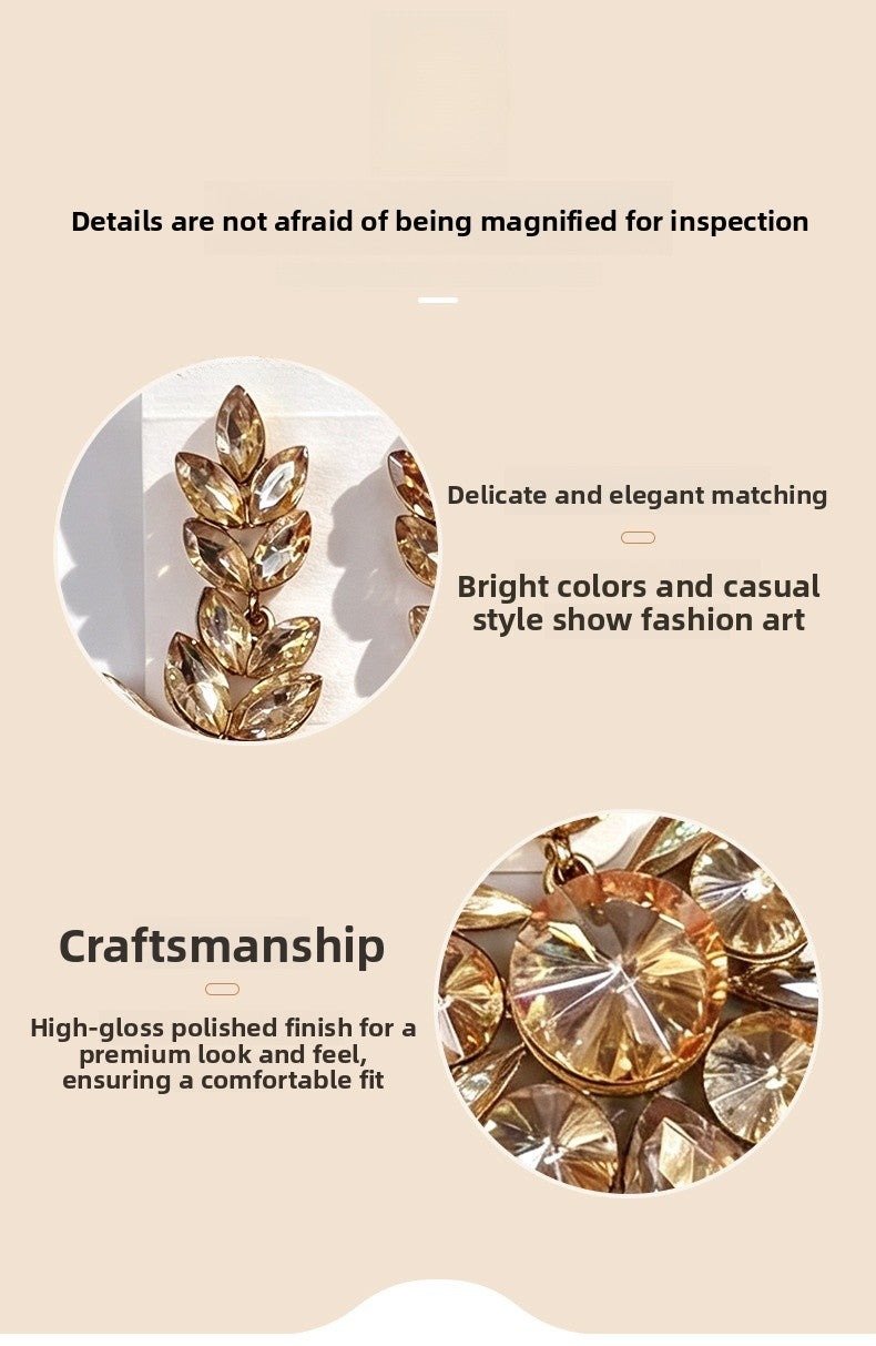 Elaborate Flowers Earrings For Women With Rhinestones, Featuring Zinc Alloy Ear Pins