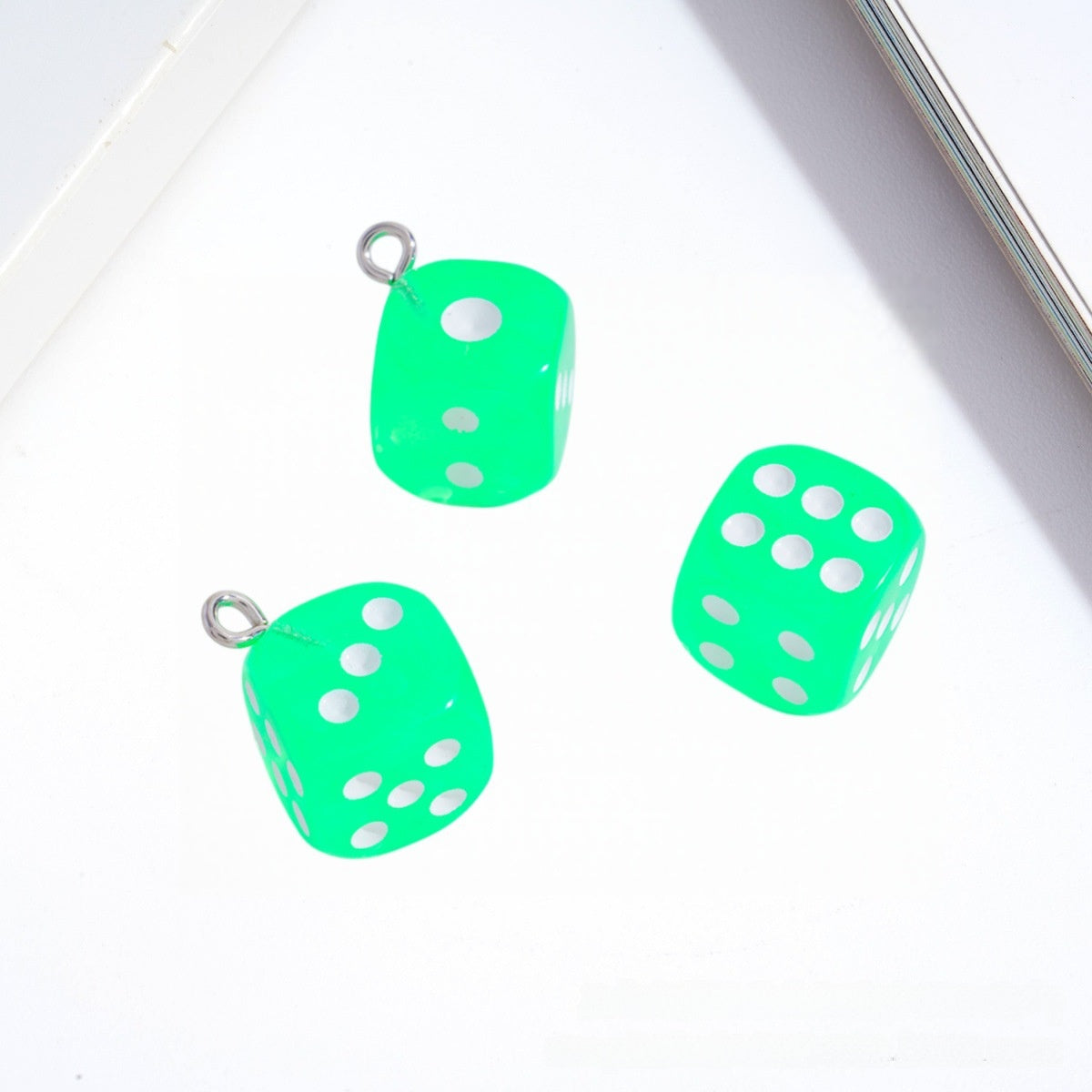 Acrylic Dice Pendant With Electroplated Finish, Novelty Jewelry Accessory In Colour