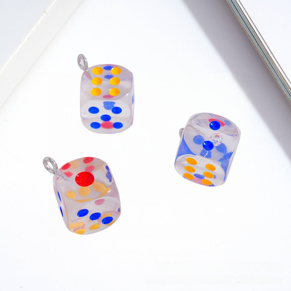 Acrylic Dice Pendant With Electroplated Finish, Novelty Jewelry Accessory In Colour