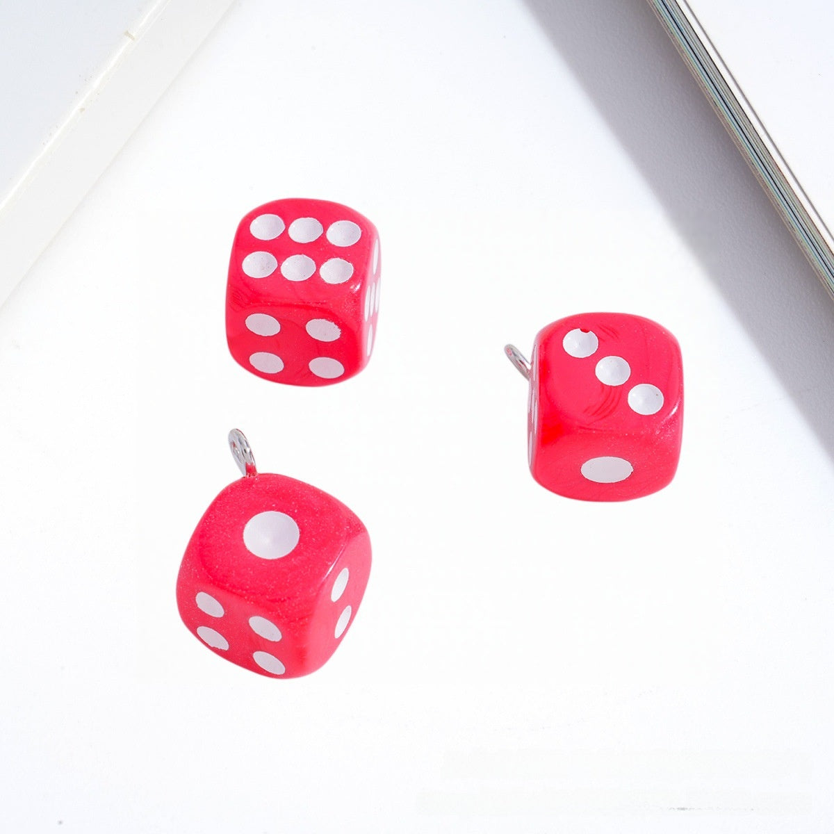 Acrylic Dice Pendant With Electroplated Finish, Novelty Jewelry Accessory In Colour