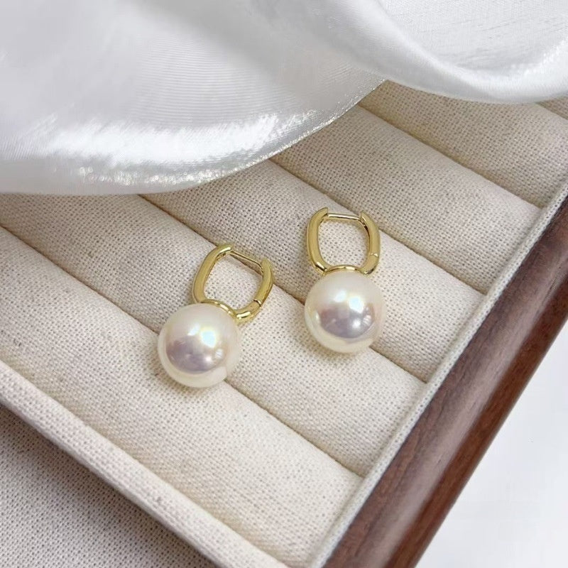 Heart Shape Earrings For Women Featuring Artificial Pearl Inlay, Electroplated Alloy With 304 Stainless Steel Ear Pins