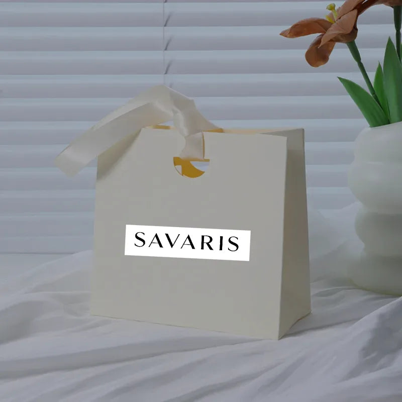 Universal No-Waistline Jewelry Gift Bag With Ribbon Fashionable Storage Paper Bag For Accessories Matching Pure Color Design