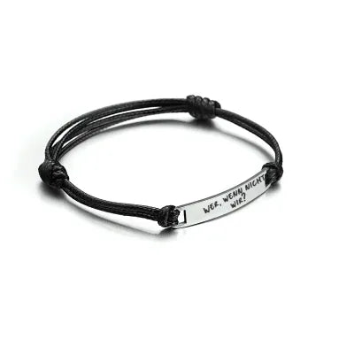 Vacation Simple Style Customization Laser Engraving Solid Color Wax Rope Titanium Steel String Bracelets Wholesale