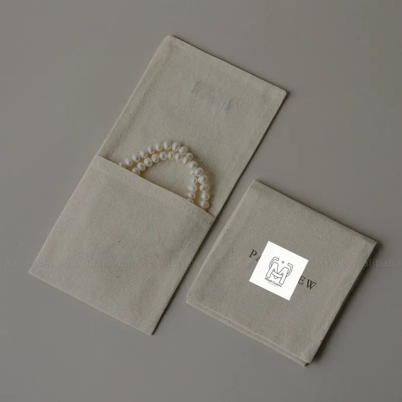 1 Piece Cotton Jewelry Packaging Bag In Beige For Elegant Jewelry Storage
