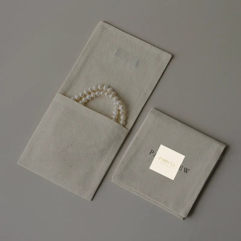 1 Piece Cotton Jewelry Packaging Bag In Beige For Elegant Jewelry Storage