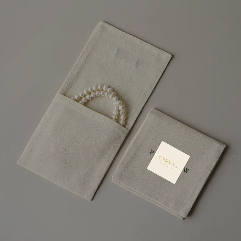 1 Piece Cotton Jewelry Packaging Bag In Beige For Elegant Jewelry Storage