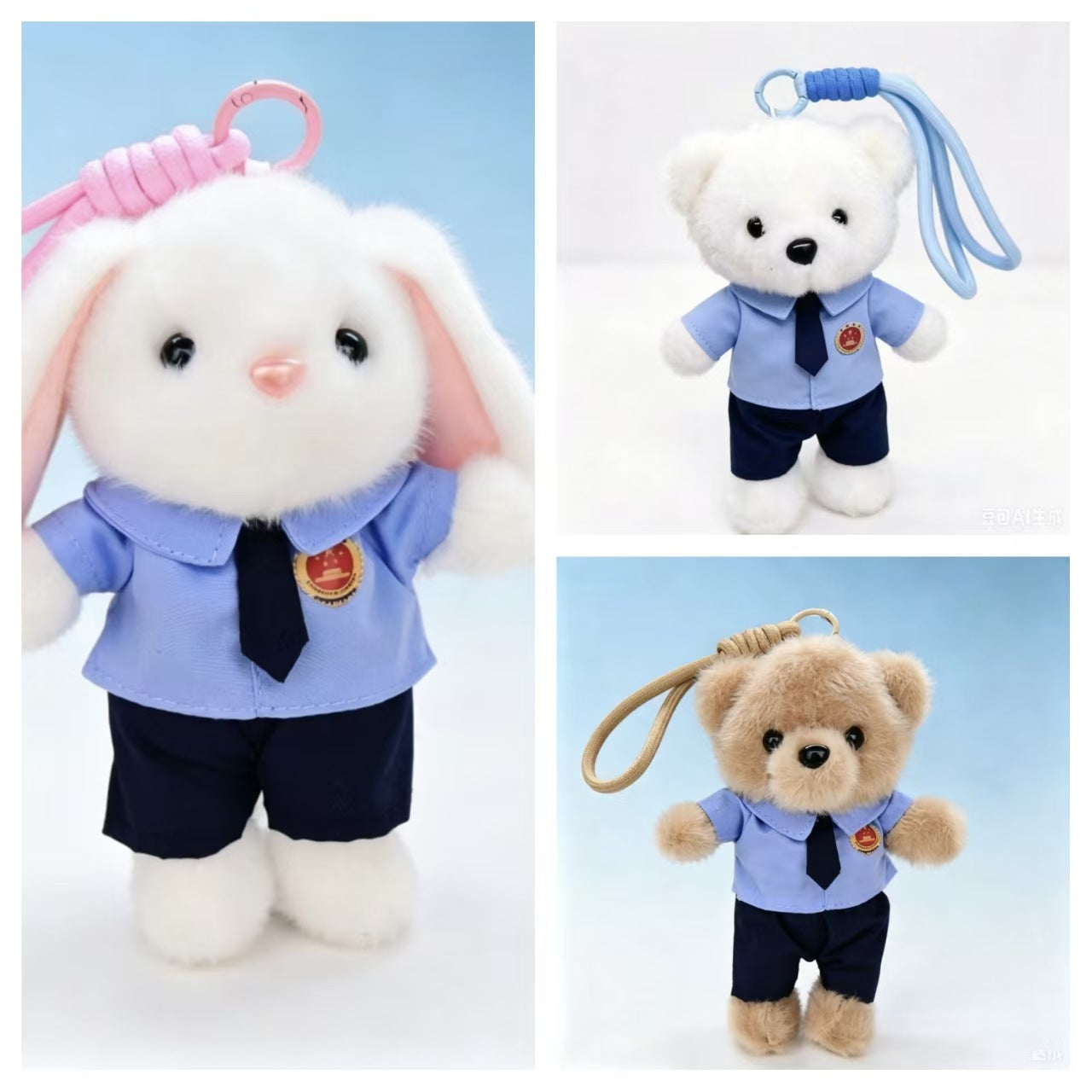 Cartoon Style Bear Plush Stuffed Animal Toy Keychain, Soft And Cuddly Plush Doll For Kids