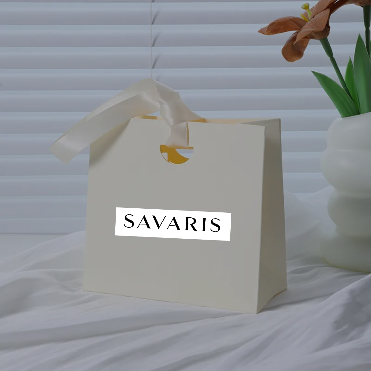 Universal No-Waistline Jewelry Gift Bag With Ribbon Fashionable Storage Paper Bag For Accessories Matching Pure Color Design