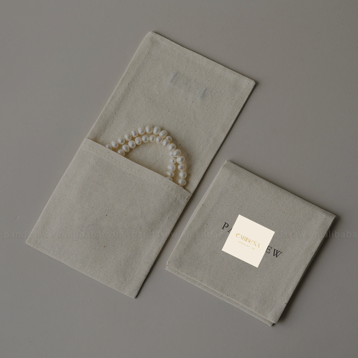 1 Piece Cotton Jewelry Packaging Bag In Beige For Elegant Jewelry Storage