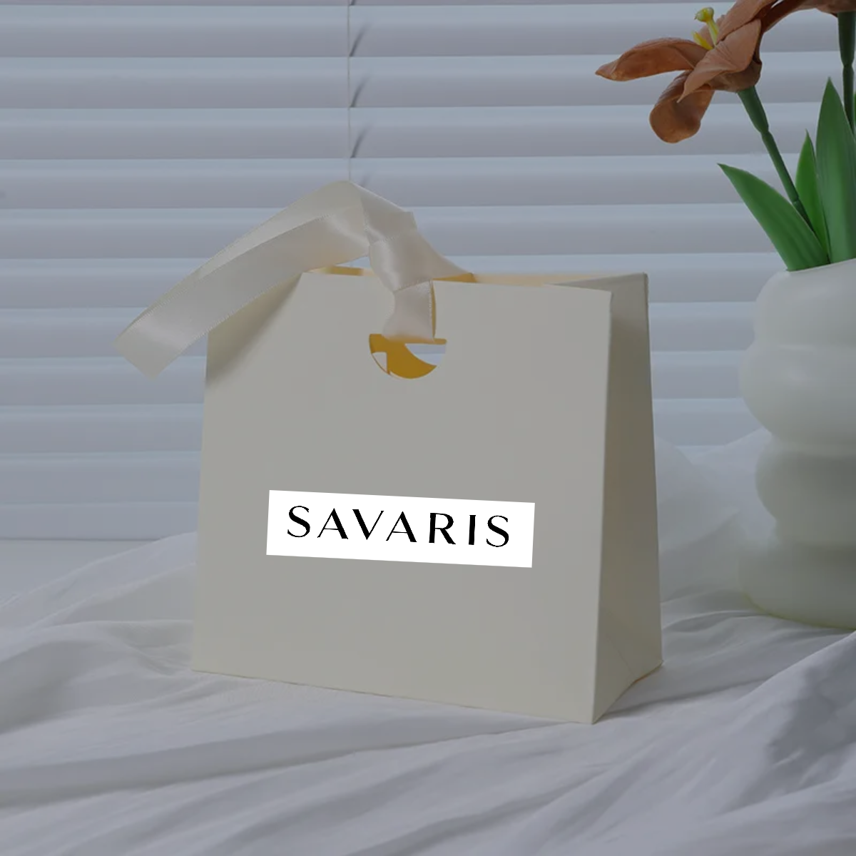 Universal No-Waistline Jewelry Gift Bag With Ribbon Fashionable Storage Paper Bag For Accessories Matching Pure Color Design