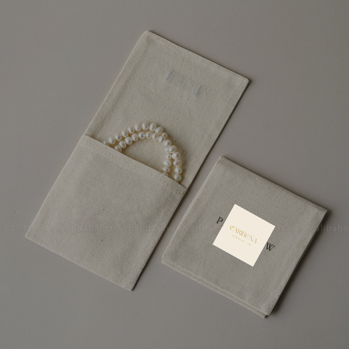 1 Piece Cotton Jewelry Packaging Bag In Beige For Elegant Jewelry Storage