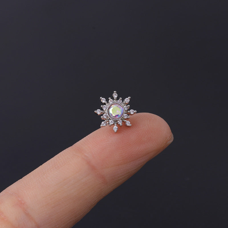 Korean Geometric Colored Zircon Earrings