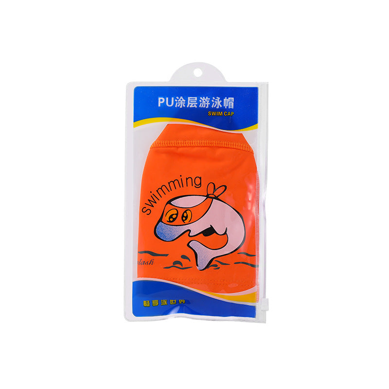 Cute Cartoon Letter Pu Leather Swimming Cap Swimming Accessories 1 Piece