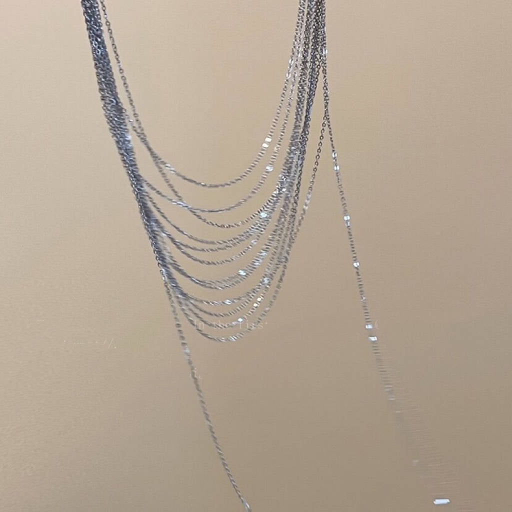 Lady Modern Style Solid Color Titanium Steel Tassel Plating Layered Necklaces