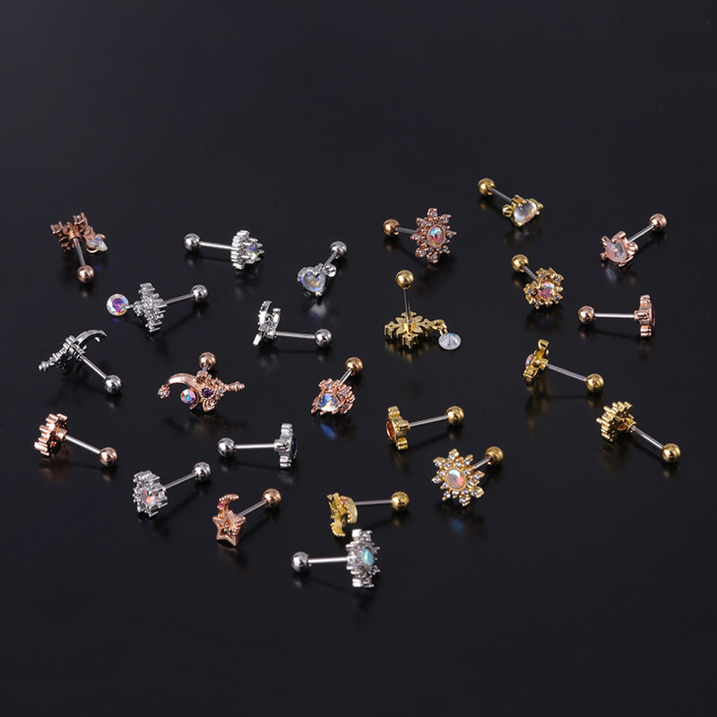 Korean Geometric Colored Zircon Earrings