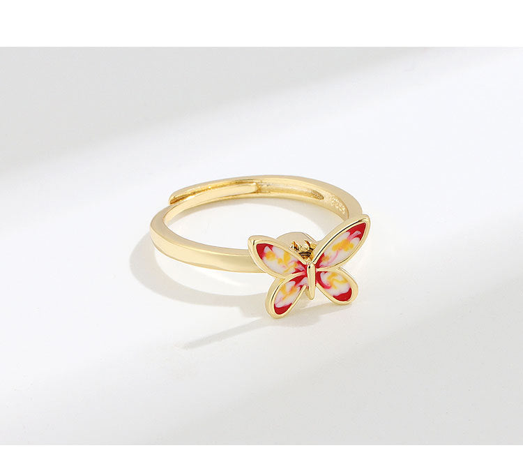 1 Piece Lady Butterfly Copper Plating Women's Open Ring