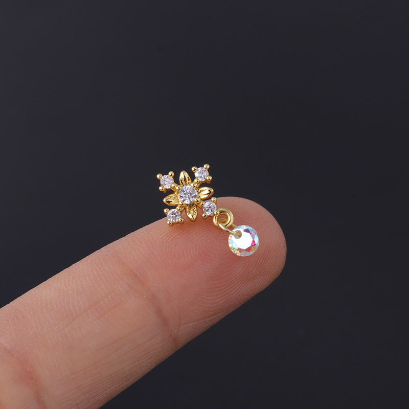 Korean Geometric Colored Zircon Earrings