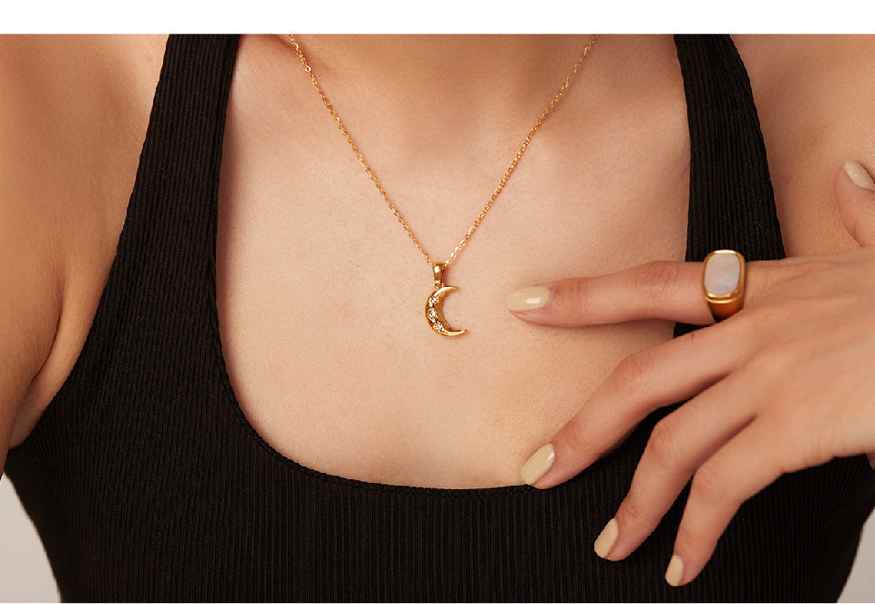 Geometric Diamond Necklace For Women With 18K Real Gold Plated 304 Stainless Steel And PVD Coated Cuban Link Chain