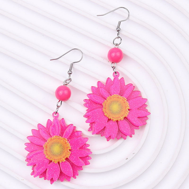 1 Pair Elegant Flower Arylic Drop Earrings