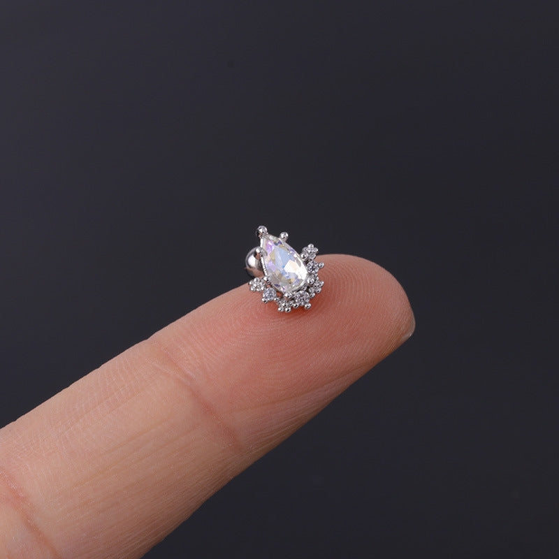 Korean Geometric Colored Zircon Earrings