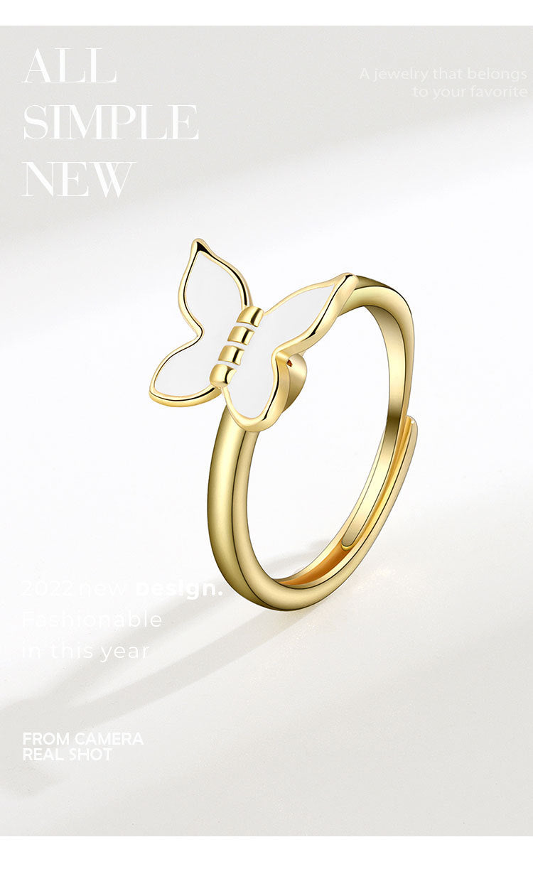 1 Piece Lady Butterfly Copper Plating Women's Open Ring