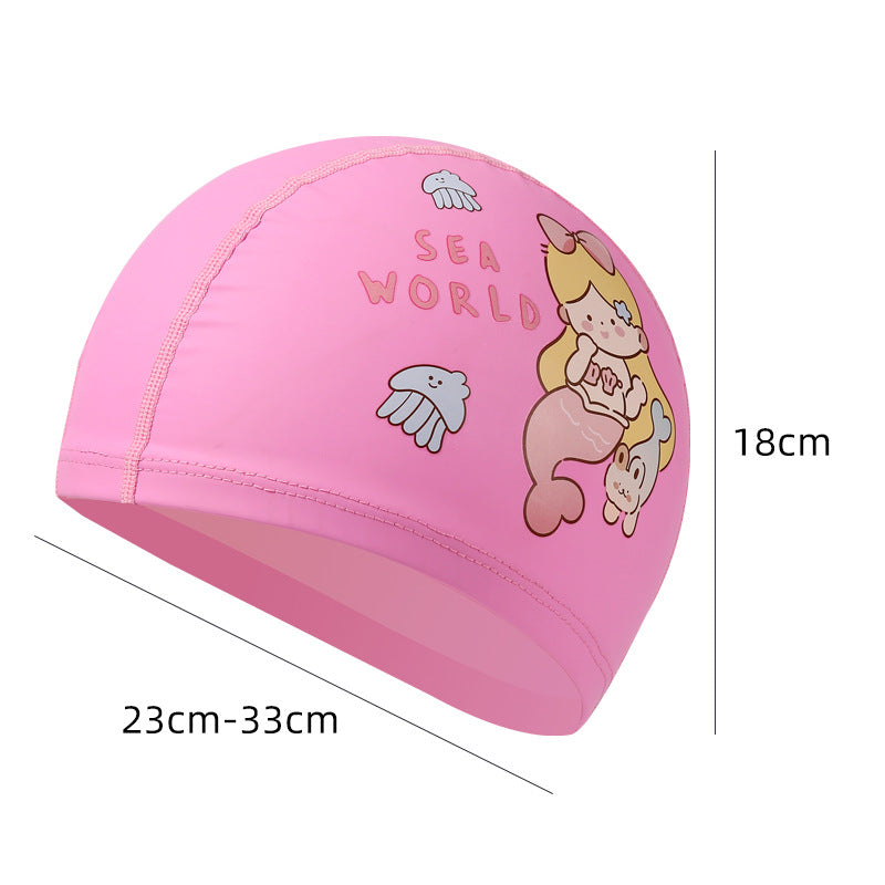 Cute Cartoon Letter Pu Leather Swimming Cap Swimming Accessories 1 Piece