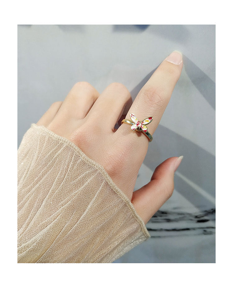 1 Piece Lady Butterfly Copper Plating Women's Open Ring