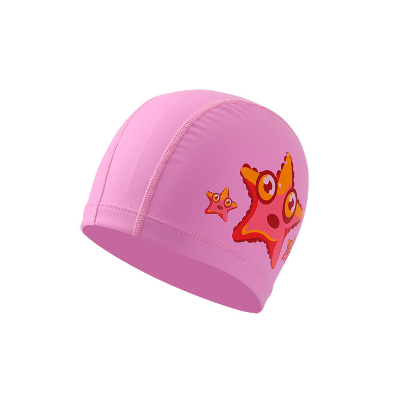 Cute Cartoon Letter Pu Leather Swimming Cap Swimming Accessories 1 Piece