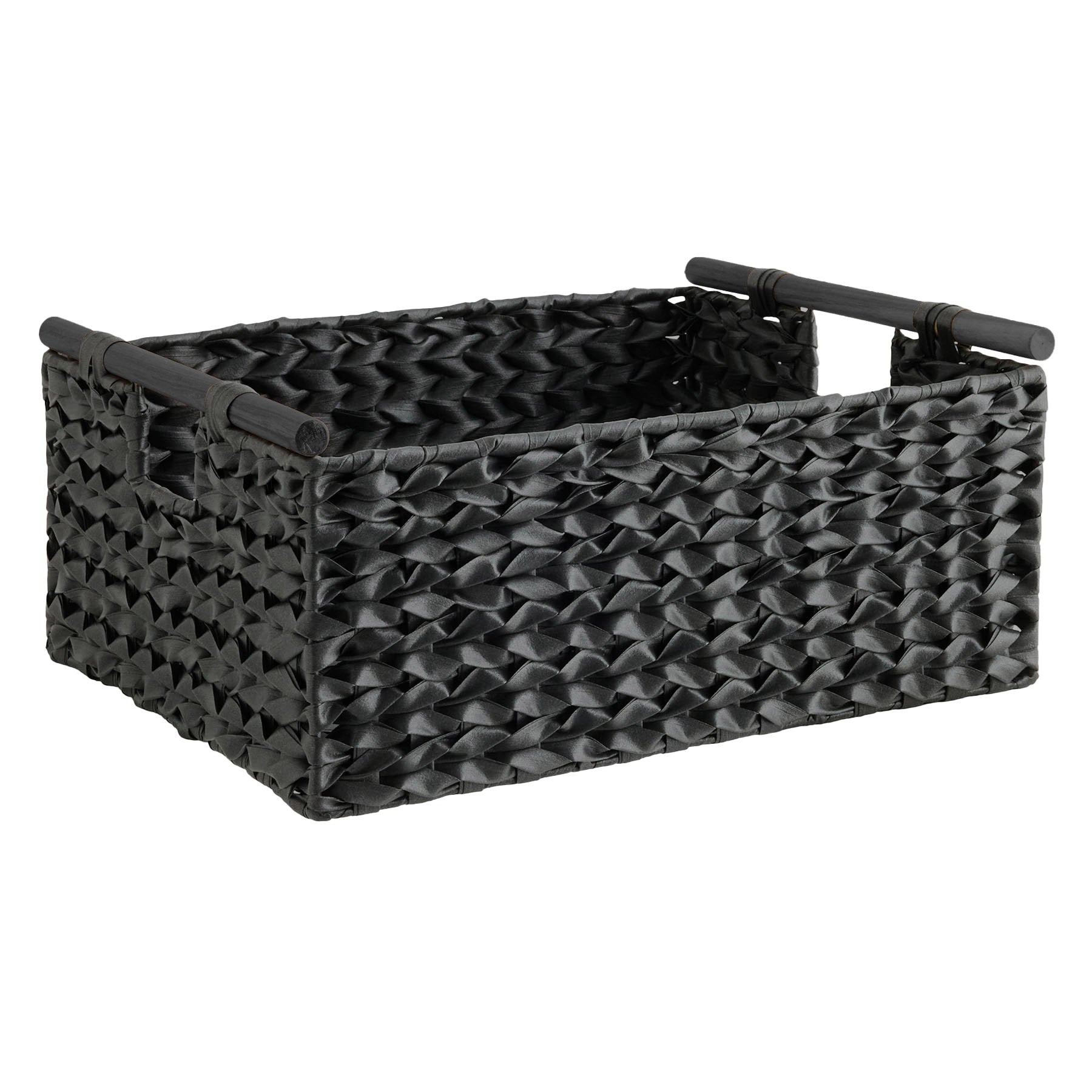 Plastic Rectangle Storage Basket - Black, 17.5x14.5x7.8"