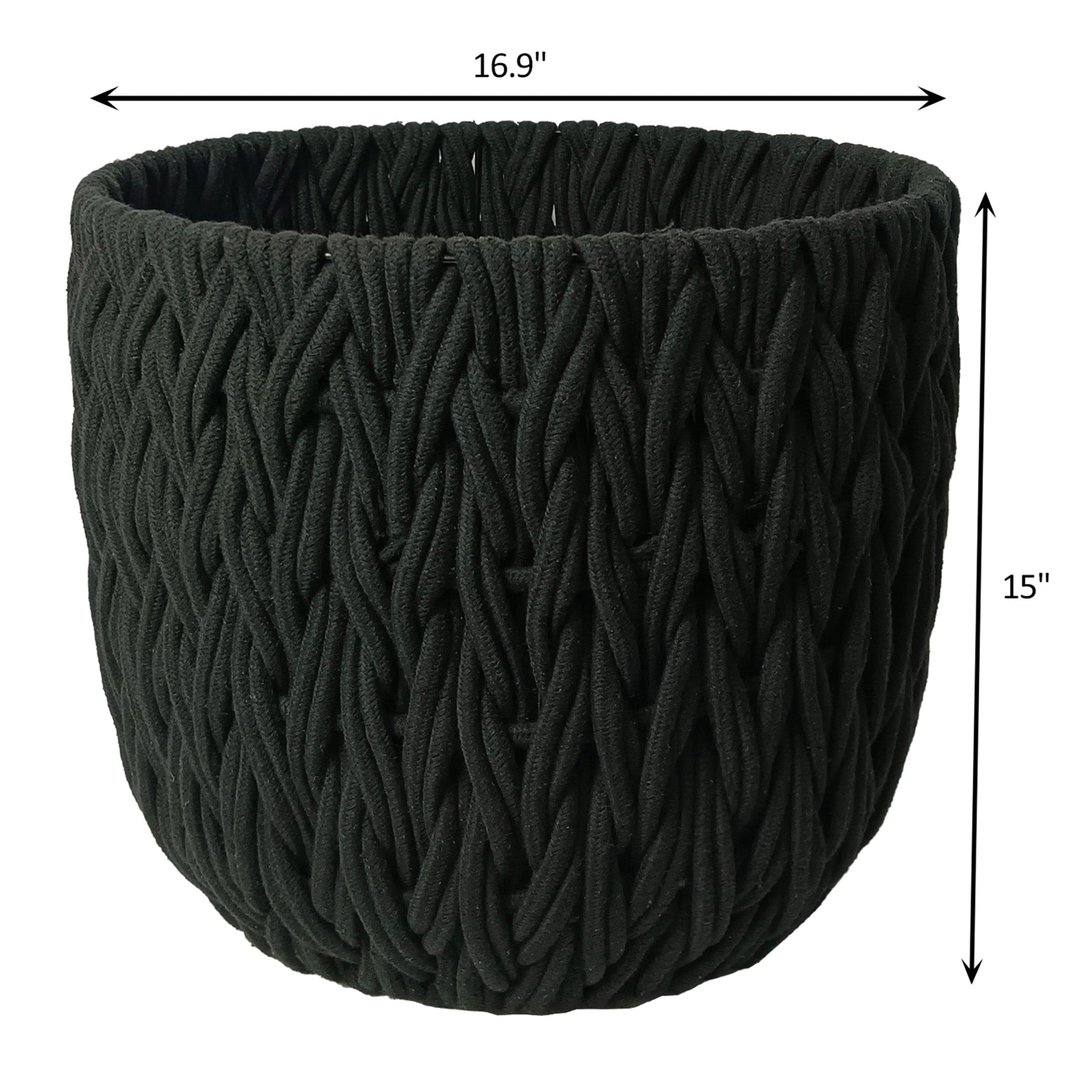 Fabric Round Storage Basket - Black, 16.9x16.9x15.0"