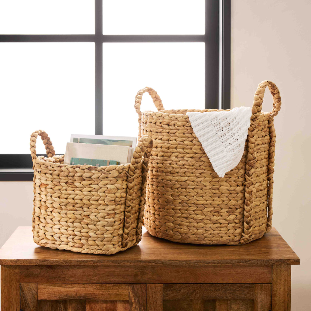 Wicker Round Storage Basket - Natural, 14.2x13.8x16.9"