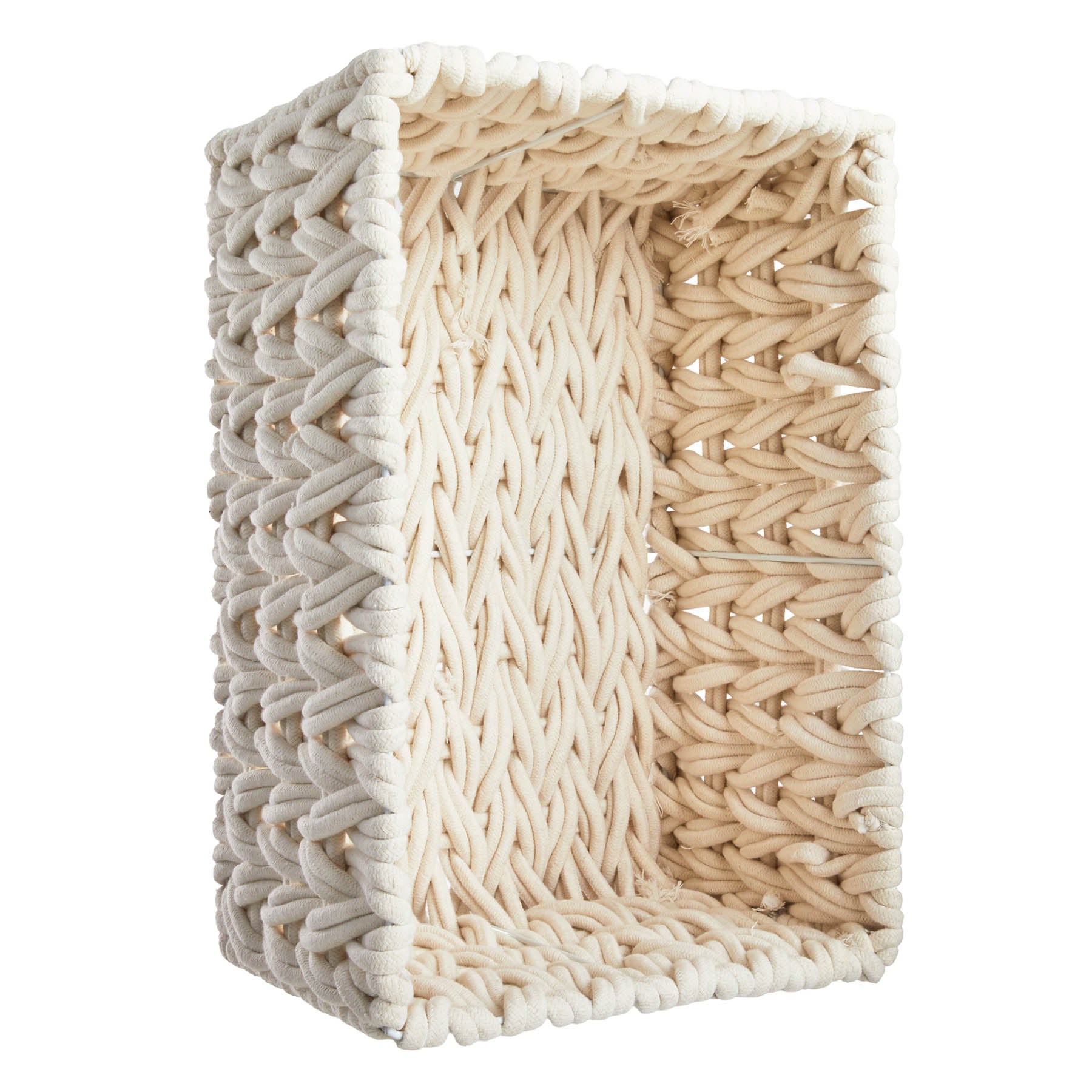 Cotton Rectangle Storage Basket - White, 19.0x13.0x9.8"