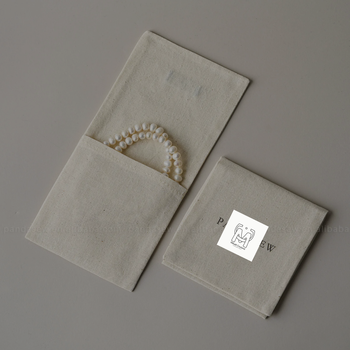 1 Piece Cotton Jewelry Packaging Bag In Beige For Elegant Jewelry Storage
