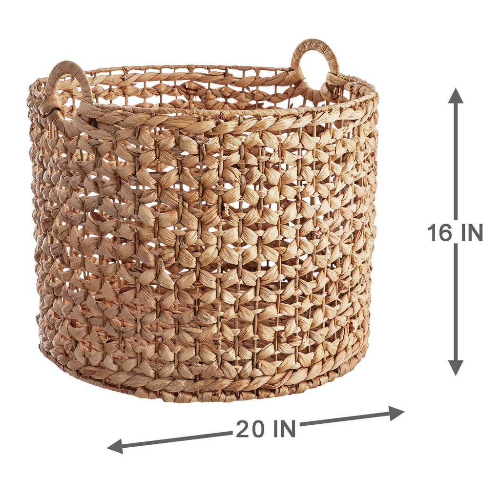 Water Hyacinth Round Storage Basket - Natural, 19.5x19.5x18.0"