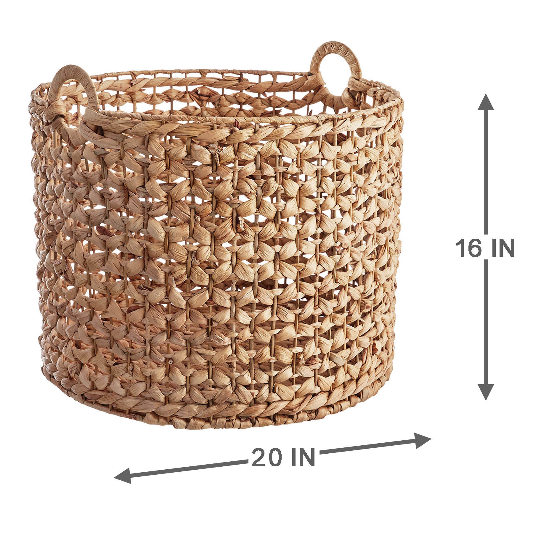 Water Hyacinth Round Storage Basket - Natural, 19.5x19.5x18.0"