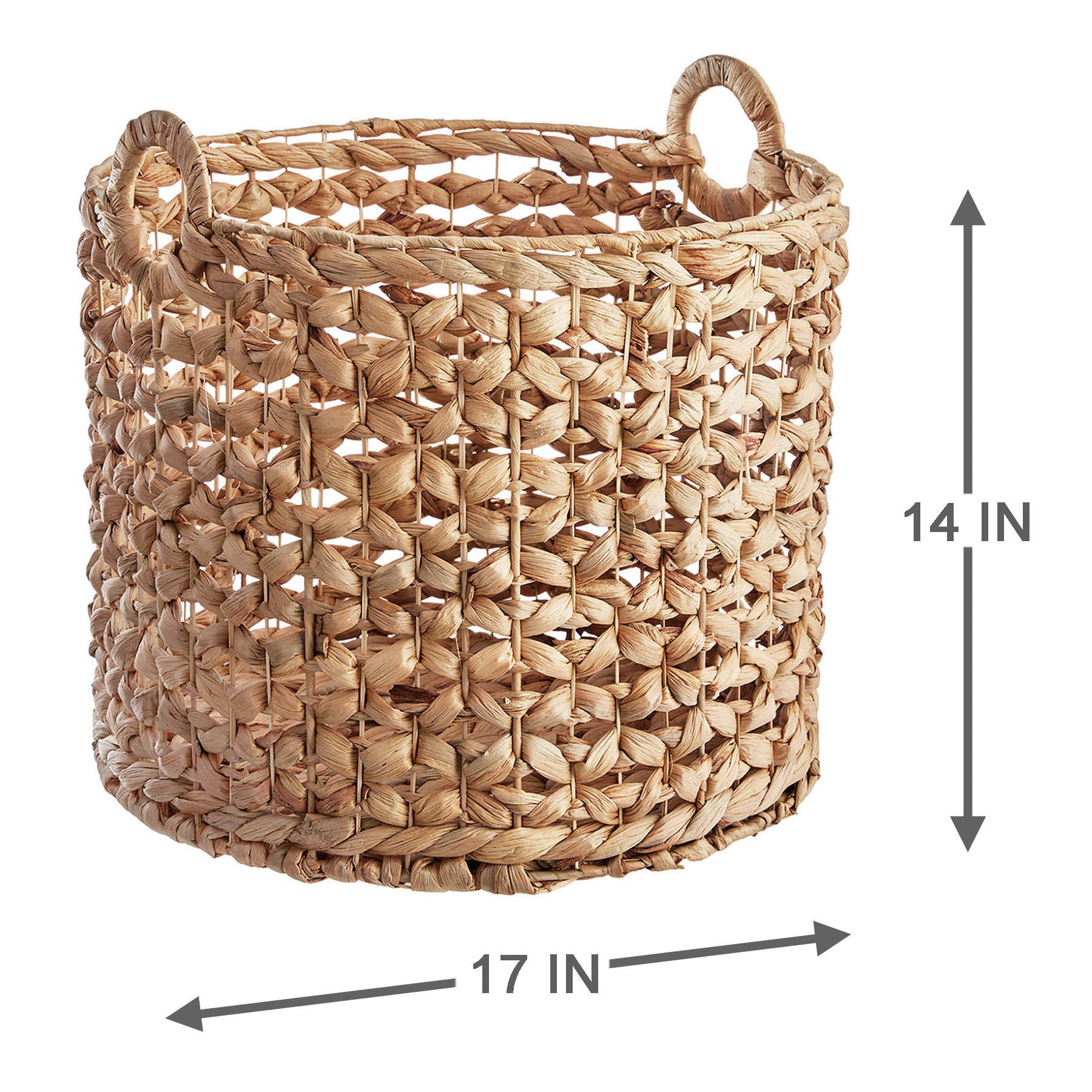 Water Hyacinth Round Storage Basket - Natural, 17.8x17.8x13.8"