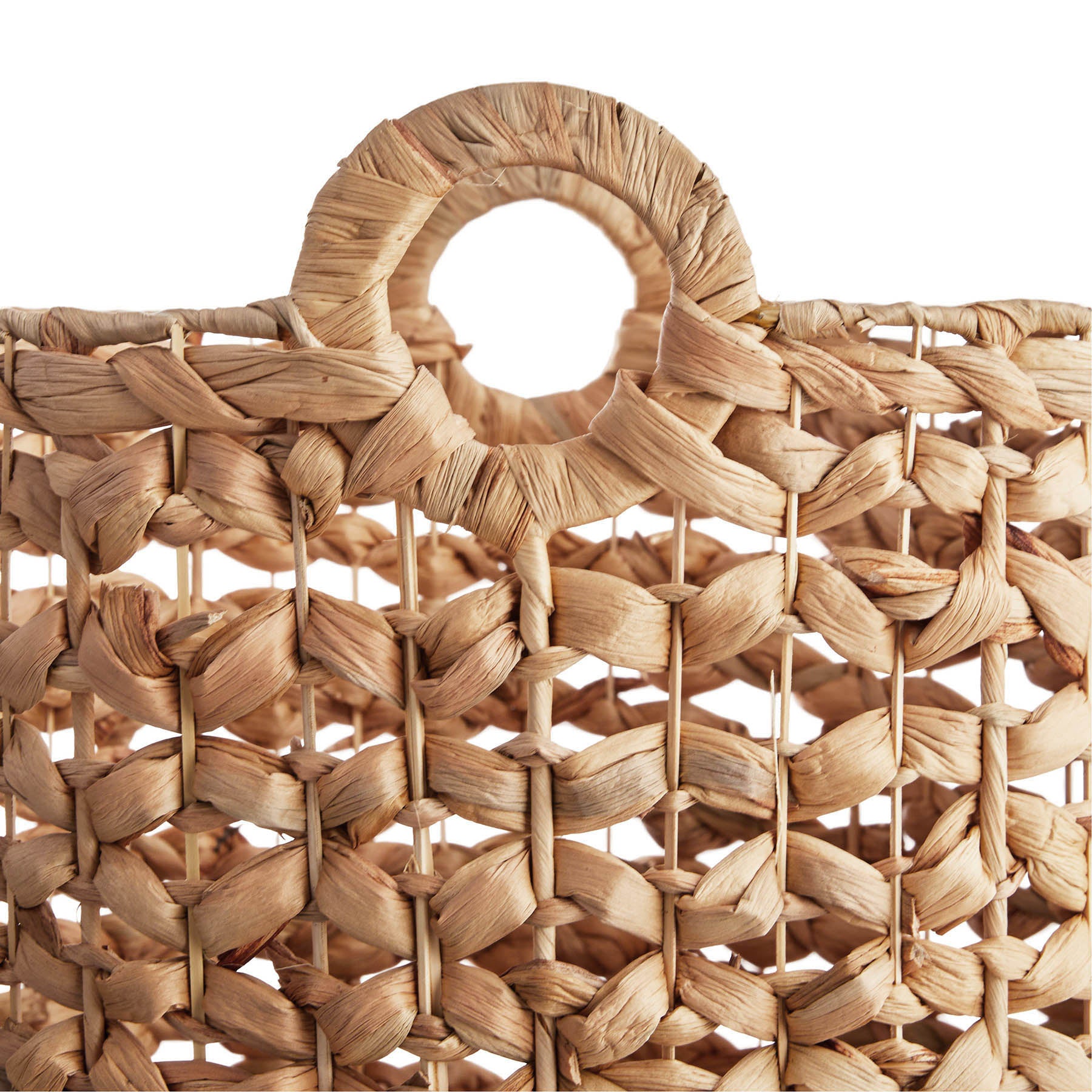 Water Hyacinth Round Storage Basket - Natural, 17.8x17.8x13.8"